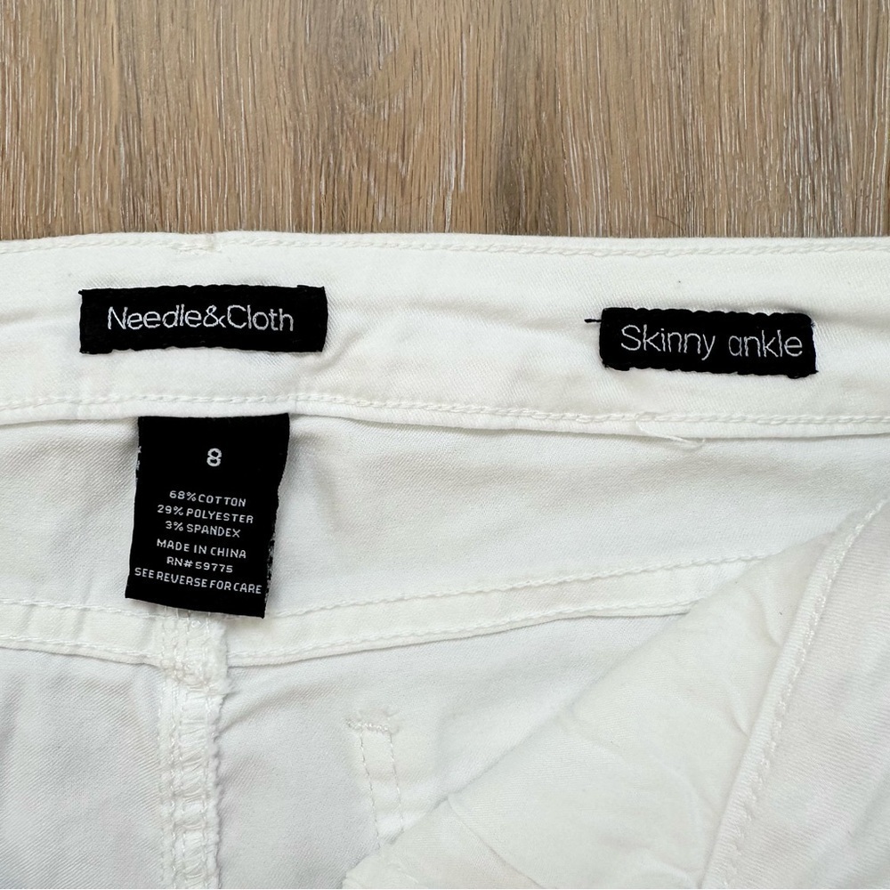 Needle & Cloth White Mid Rise Stretchy Skinny Ankle Cigarette Jeans - Size 8 - Picture 9 of 12